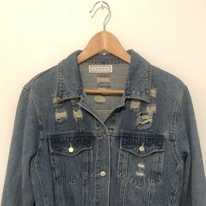 Rowen Distressed Jean denim jacket - Size Large